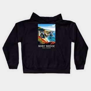 A Pop Art Travel Print of Bixby Bridge in Big Sur - California - US Kids Hoodie